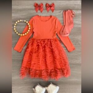 Vibrant Orange Long Sleeve Dress